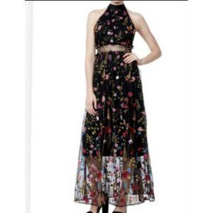Betsey Johnson Black Floral Maxi Dress